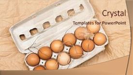  Presentation with feather - Theme with poultry nutrition free - brown farm eggs with straw background and a lemonade colored foreground