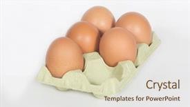  Presentation with poultry egg - Slide set consisting of poultry nutrition free - cardboard egg box with five background and a soft green colored foreground