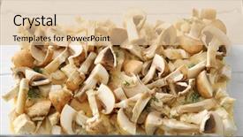  Presentation with meat processing - Slide deck enhanced with poultry processing - baking tray with mushrooms background and a lemonade colored foreground