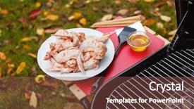  Presentation with bbq chicken - PPT theme featuring poultry processing - chicken wings for bbq background and a tawny brown colored foreground