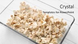  Presentation with baking - Slide set with poultry processing - glass baking tray with sliced background and a white colored foreground