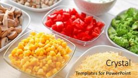  Presentation with turkey - Slide set with poultry processing - ingredients for cooking turkey casserole background and a yellow colored foreground