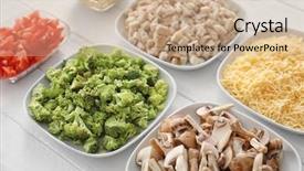  Presentation with processing - Slide deck featuring poultry processing - ingredients for cooking turkey casserole background and a coral colored foreground