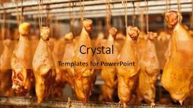  Presentation with chicken - Cool new PPT theme with poultry processing - production of smoked chicken legs backdrop and a gold colored foreground