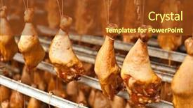  Presentation with economics production - Audience pleasing PPT theme consisting of poultry processing - production of smoked chicken legs backdrop and a tawny brown colored foreground