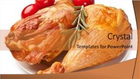  Presentation with paths - PPT theme having poultry processing - smoked chicken with tomatoes background and a gold colored foreground