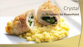  Presentation with couscous - Presentation theme having poultry-roulade-filled-with-spinach background and a lemonade colored foreground