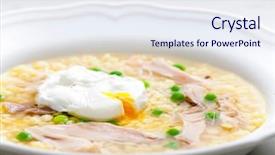  Presentation with poultry egg - Beautiful PPT theme featuring poultry soup with poached egg backdrop and a sky blue colored foreground