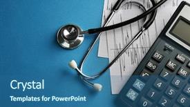  Presentation with renal cancer kidney medical concept - Beautiful presentation theme featuring cardiogram with stethoscope on blue backdrop and a ocean colored foreground