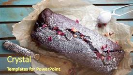  Presentation with dried banana chips - Theme with pound cake - homemade chocolate banana loaf background and a tawny brown colored foreground