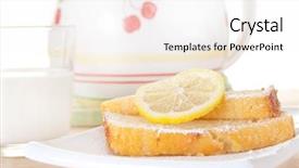  Presentation with tea break cookies - Presentation design with presov slovakia in evening light background and a teal colored foreground