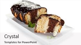  Presentation with cake - Colorful presentation theme enhanced with pound cake with chocolate icing backdrop and a  colored foreground