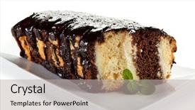  Presentation with cake and icing - Slide set having pound cake with chocolate icing background and a  colored foreground