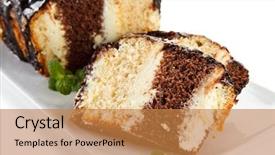  Presentation with chocolate - Audience pleasing theme consisting of pound cake with chocolate icing backdrop and a  colored foreground