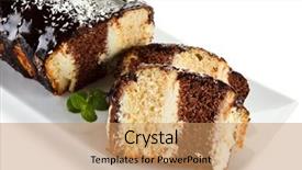  Presentation with cake and icing - Audience pleasing slide deck consisting of pound cake with chocolate icing backdrop and a  colored foreground