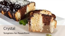  Presentation with chocolate - Colorful slide set enhanced with pound cake with chocolate icing backdrop and a  colored foreground