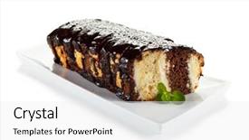  Presentation with cake - Slide set with pound cake with chocolate icing background and a  colored foreground