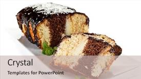  Presentation with chocolate - Slides featuring pound cake with chocolate icing background and a  colored foreground