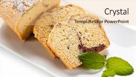  Presentation with chocolate - Slide deck with pound cake with chocolate icing background and a  colored foreground