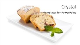  Presentation with cake and icing - Cool new PPT layouts with pound cake with chocolate icing backdrop and a  colored foreground