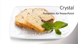  Presentation with cake - Slide deck enhanced with pound cake with chocolate icing background and a  colored foreground