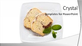  Presentation with cake and icing - Beautiful slide set featuring pound cake with chocolate icing backdrop and a white colored foreground