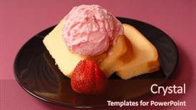  Presentation with ice cream strawberry - Slide set enhanced with pound cake with strawberry ice background and a  colored foreground