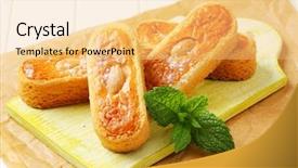  Presentation with paper cutting - Audience pleasing PPT theme consisting of pound cakes with apricot filling and almonds on a cutting board with baking paper backdrop and a yellow colored foreground