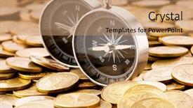  Presentation with financial markets - Slide set with pound coins - financial concept - navigating background and a coral colored foreground