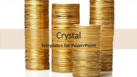  Presentation with isolated paw prints over white - Colorful theme enhanced with pound coins - golden coin stacks isolated backdrop and a gold colored foreground