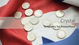  Presentation with union jack - Theme having pound coins money gbp currency of united kingdom over the union jack background and a lemonade colored foreground