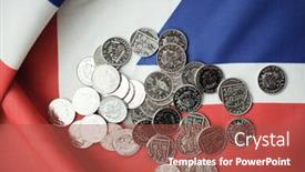  Presentation with union jack - Slide deck featuring pound coins money gbp currency of united kingdom over the union jack background and a red colored foreground