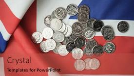  Presentation with union jack - Amazing PPT layouts having pound coins money gbp currency of united kingdom over the union jack backdrop and a red colored foreground