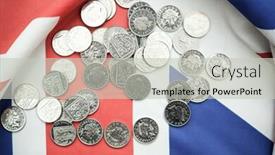  Presentation with union jack - Beautiful theme featuring pound coins money gbp currency of united kingdom over the union jack backdrop and a light gray colored foreground