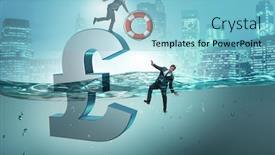  Presentation with concept - Presentation design with pound-gbp-currency-devaluation background and a light blue colored foreground