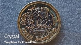  Presentation with united kingdom constitutional law - Slide deck with pounding - 1 pound coin money gbp background and a tawny brown colored foreground