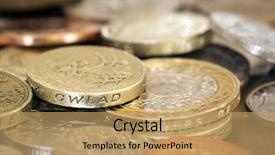  Presentation with british - Beautiful theme featuring pounding - british coins in full frame backdrop and a coral colored foreground