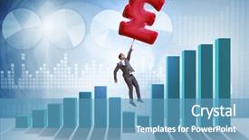  Presentation with british - PPT layouts with pounding - businessman flying on british pound background and a teal colored foreground