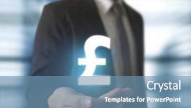  Presentation with blue financial - Presentation theme with pounding - businessman with pound sterling currency background and a teal colored foreground