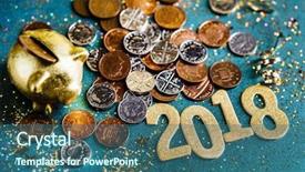  Presentation with piggy bank - PPT layouts enhanced with pounding - piggy bank and pound gbp background and a ocean colored foreground