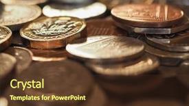  Presentation with united kingdom - Cool new presentation theme with pounding - pound coins money gbp currency backdrop and a tawny brown colored foreground