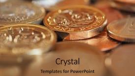  Presentation with united kingdom - Slide set featuring pounding - pound coins money gbp currency background and a coral colored foreground