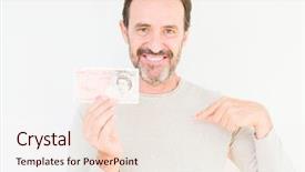  Presentation with bank - Colorful PPT theme enhanced with pounding - senior man holding fifty pounds backdrop and a  colored foreground