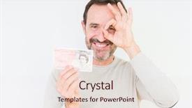  Presentation with bank - Presentation theme featuring pounding - senior man holding fifty pounds background and a lemonade colored foreground