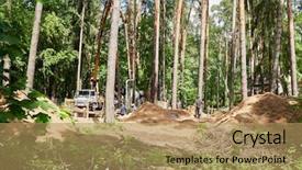  Presentation with pump - Presentation theme having pour concrete mix using truck background and a coral colored foreground