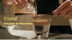  Presentation with water - Cool new PPT theme with pour-espresso-coffee-into-tonic backdrop and a tawny brown colored foreground
