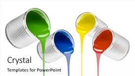  Presentation with paint bucket - Audience pleasing slide deck consisting of poured from cans colorful paints backdrop and a white colored foreground