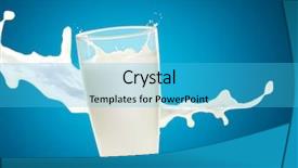  Presentation with proteins - Slide set having pouring a glass of milk background and a cyan colored foreground