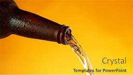  Presentation with beer bottle - Amazing PPT layouts having pouring-beer-from-bottle backdrop and a yellow colored foreground