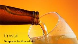  Presentation with beer bottle - PPT layouts with pouring-beer-from-bottle background and a gold colored foreground
